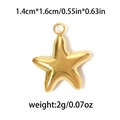 Golden starfish 304 stainless steel pendant for DIY jewelry, 1.4cm by 1.6cm size - TP0517-02 Gold 1.4x1.6cm