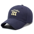 Cappellino da baseball classico blu scuro con ricamo fascination giallo crema - Regolabile / Blu navy