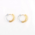 Modische 4mm dicke Edelstahl-Creolen in Gold und Silber zweifarbigem Design - Zweifarbig 4x12mm (1 Stück)