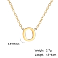 Titanium steel necklace with gold letter O pendant and detailed dimensions for women - Letter O