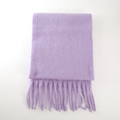 Thick light purple mohair scarf with soft fringe edges and a warm knitted texture - Light Purple