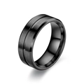 Men's black titanium steel ring with brushed center and polished edges at a 45-degree angle - US 6 / Black