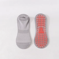 Calze da yoga antiscivolo grigio chiaro con grip in silicone arancione e mesh traspirante - 1-4 Anni / Grigio