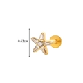 Piercing cartilage étoile en titane F136 doré avec zircons et vis de labret à dos plat - Style Étoile (3#) / Jaune d'Or