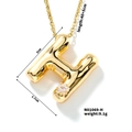Golden puffy letter H bubble pendant necklace with rhinestone and size measurements - Letter H Style (N01069-H)