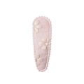 Fermaglio per capelli in tessuto rosa con ricamo floreale giallo per bambine - Triplo Fiore Rosa (5)