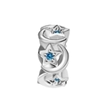 Detail of 925 sterling silver star and moon charm bead with blue zircon stone inlay - Star Moon Charm