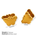 Elegant gold butterfly earrings in stainless steel, measuring 18.2mm wide and 12mm high - Butterfly Shape (EH656 Gold Ear Clip) / Gold