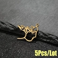 Pack de 5 colgantes de silueta de cara en acero inoxidable dorado para bisutería DIY - 5 Unidades/Paquete / Dorado