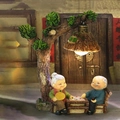 Chinese retro style tree house night light with elderly couple figurines ornament - Old Couple Figurine / 935-9 Playing Chess Night Light