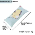 Blue catnip plush toy with cartoon cat pattern for cats, measuring 20cm by 10cm - Small Blue Cat Pillow