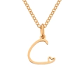 Elegant rose gold necklace with letter C pendant and micro heart detail on a fine chain - Letter C (C-Gold) / Gold