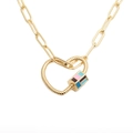 Collier à pendentif cœur punk hip hop avec rayures en émail coloré et fini doré - Style Serrure de Coeur 0156