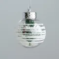 Transparent 6cm Christmas ball with pine needles, berries and snowy landscape - 6cm Red Berry Pine Needle Horizontal Stripe Style