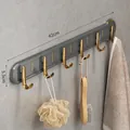 Appendiabiti da muro grigio con 6 ganci dorati, 42cm, montaggio senza fori per bagno - 6 Ganci / Grigio