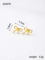 Detailed view of gold bow earrings with precise size measurements and 3.2g weight - Gold Line Bowknot