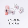 Close-up of 11x19mm silver spider nail charm with a pear-shaped pink crystal inlay - Silver Base + Pink Rhinestone (AL70) / 11*19mm