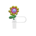 Detail of floral silicone straw covers in pink and yellow for Stanley cups - Style 6