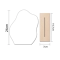Irregular acrylic makeup mirror with wood base and clear dimension markings - Cloud Shape + Base