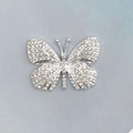 DIY butterfly hair accessory featuring white rhinestones in a silver-tone metal finish - D1704 Silver Base White