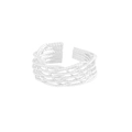 S925 Sterling silver layered woven lace open ring with twisted texture in silver finish - Size 13 (Adjustable) / Silver