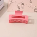 Pink matte rectangular claw clip for thick hair shown on a minimalist beige background - #6 Matte Deep Pink - 8.5cm / Bulk (No Packaging)