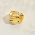 Irregular chunky croissant dome ring in golden finish with adjustable open band design - Irregular Style (JZ0429异形款)