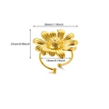 Dimensiones detalladas del anillo flor dorado con 28mm de ancho y 19mm de diámetro interno - Estilo Girasol Exquisito (JZ7038)