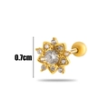 0.7cm Golden flower barbell piercing with cubic zirconia and ball screw back closure - Gold Flower Style (5# Gold)