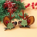 Christmas hair clips with reindeer antlers and green trees with red gemstones on duckbill clips - Christmas Clip Style 7