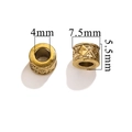 7.5mm gold stainless steel cylinder beads with diamond pattern and 4mm inner hole - Diamond and Dot / Gold