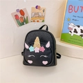 Cute black unicorn toddler backpack with glitter star details and soft embroidery - Black