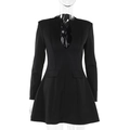 Elegante zwarte bodycon jurk met lange mouwen en V-hals voorzien van taille zakken detail - S / Zwart