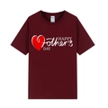 T-shirt bordeaux de la fête des mères avec col rond et motif imprimé de cœur - XS / Imprimé Cœur / Bordeaux