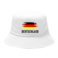 White cotton bucket hat featuring a vintage German flag and Deutschland text design - M / 8# Brushstroke Flag + Deutschland - White