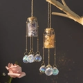 Set of 2 crystal tree of life hanging ornaments with amethyst and citrine stones - Glowing Wish Bottle Suncatcher Set