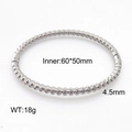 Silver-colored textured twist bangle in stainless steel, size 60x50mm and 4.5mm width - Spiral Bead Style(KB185497-SP)