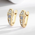 Luxurious 18K gold plated snake-shaped hoop earrings with sparkling white zircons - Yellow Gold Pair