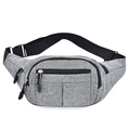 Versatile grey marl waist bag for men featuring multiple zipper pockets and adjustable strap - Gray