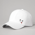 Weiße Baumwoll-Baseballkappe mit lustigem Emoji-Druck und verstellbarem Riemen - Weiß