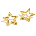 18K gold plated stainless steel hollow star stud earrings for women with minimalist design - Hollow Star / Gold