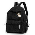 Mochila de pana negra para mujer con dos lindos colgantes de ositos de peluche en vista lateral - Sin Colgante de Oso / Negro