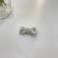 Detail of grey marble acetate bow hair clip with FRANCE Handmade engraving detail - Pearlescent Blue Gray - Thickened Bowknot