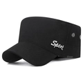 Verstellbare schwarze Militärmütze mit Sport-Metalllogo und taktischen Luftlöchern - Verstellbar / Schwarz