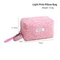 Light pink leopard print faux fur makeup bag with heart charm and carry handle - Light Pink Pillow Bag
