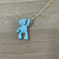 Blue bear pendant necklace with golden chain and dopamine style aesthetic minimalist design - Large Bear / Light Blue
