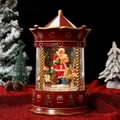 Carrusel de Navidad bola de nieve con Papá Noel, luces LED y caja de música - Papá Noel Rojo