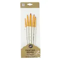 Set of 5 professional paint brushes with white Taklon synthetic hair and gold ferrules - 5Pcs Round Peak HB062B / White