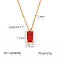 Tabla de tallas detallada del collar de acero 18K con colgante de circón rojo - Estilo de Gema Roja (HC-N40049-RD)