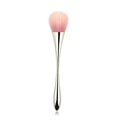 Pink gradient loose powder brush with a tapered silver chrome handle for makeup - Gold